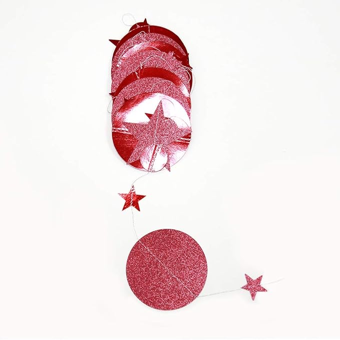 Decor365 Twinkle Star Garland Glitter Red Party Decorations Star Banner Ceiling Hanging Streamer Backdrop for Birthday Valentine’s Day Christmas Lunar New Year Weddings Romantic Theme Party Supplies