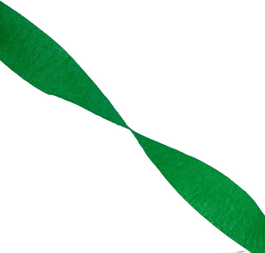Green and White Crepe Paper Streamers (2 Rolls Each Color) MADE IN USA!