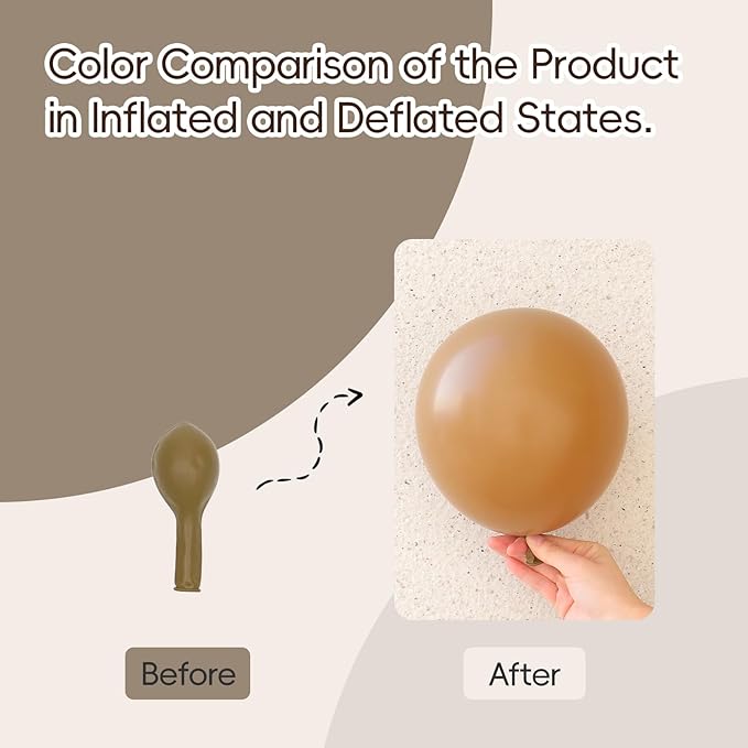120pcs Brown Balloons, 18 12 10 5 inch Brown Balloons Different Sizes Brown Balloon Arch Kit for Baby Shower Wedding Anniversary Birthday Party Decorations