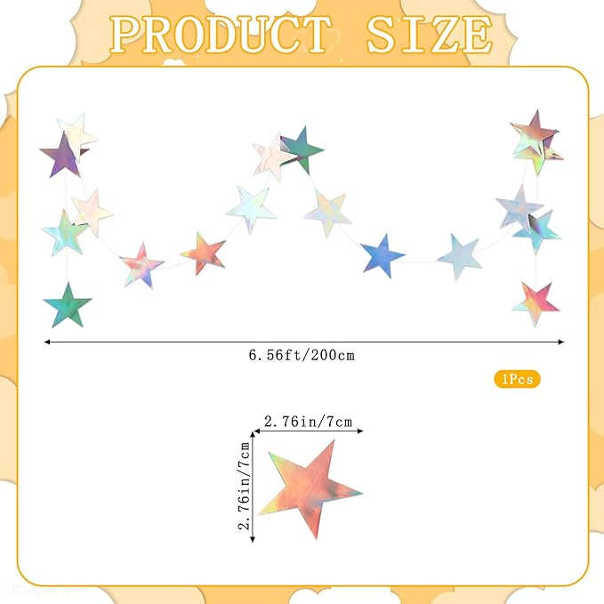 Iridescent Happy Birthday Banner Iridescent Birthday Decoration Shiny Holographic Birthday Banner Rainbow Holographic Pennant Flag 6.56FT Star Bunting Garland Iridescent Party Supplies for Girls Women