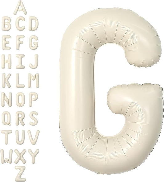 SUWEN 40 Inch Cream Large G Letter Balloons Big Foil Helium Letter Balloons A-Z Jumbo Mylar Happy Birthday Party Decorations for Girl Anniversary Party Supplies