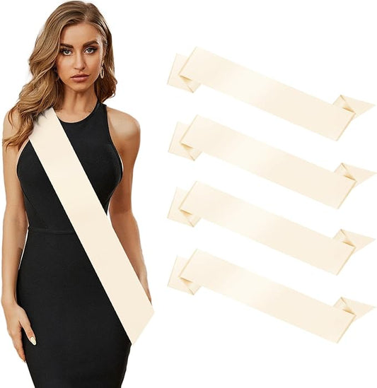 4Pcs Champagne DIY Blank Sash for Prom Queen, Homecoming, Pageant, Wedding Anniversary Christmas Party Satin Sash for Graduation, Birthday, Halloween Bachelorette Party, DIY Sashes with Safety Pin