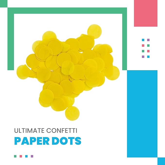 Ultimate Confetti, Yellow Biodegradable Confetti Circles - Flame-Resistant and Slow-Falling Round Tissue Paper Confetti for Cannon and Launcher use – Best for Celebrations - 1 lb, 16 oz