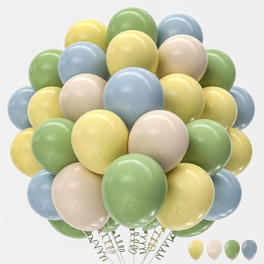 160Pcs 12 Inch Sage Green Dusty Blue Yellow Latex Balloons for Baby Shower Wedding Birthday Boho Party Decorations
