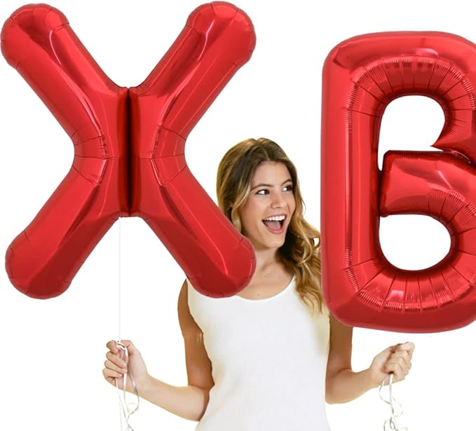 TONIFUL 40 Inch Large Bright Red Letter Balloons A-Z, Giant Jumbo Helium Foil Mylar Big Letter B Balloons for Birthday Party Anniversary Wedding Decorations