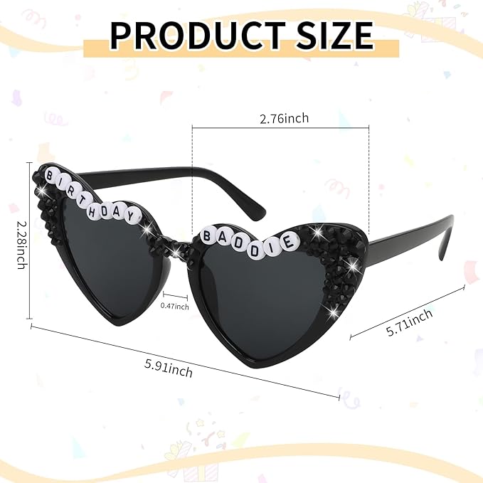 CIEHER Birthday Glasses for Women Girls Rhinestones Birthday Sunglasses Birthday Accessories Party Favors