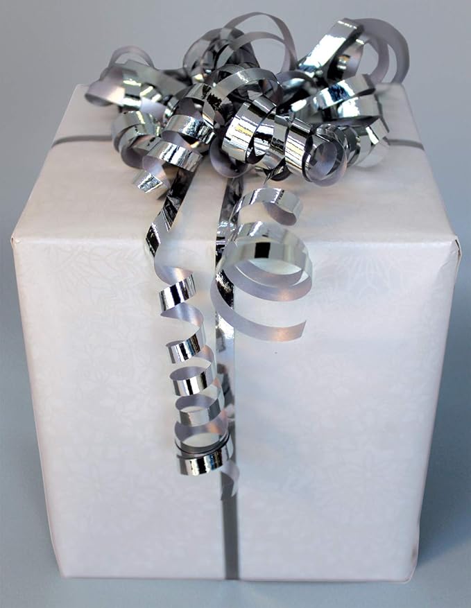 Holiday Ribbon for Craft Silver Curling Ribbon Metallic Ribbons Shiny & Sparkling Crafts Large 500 Yard Thin New Year Party Celebration Decoration