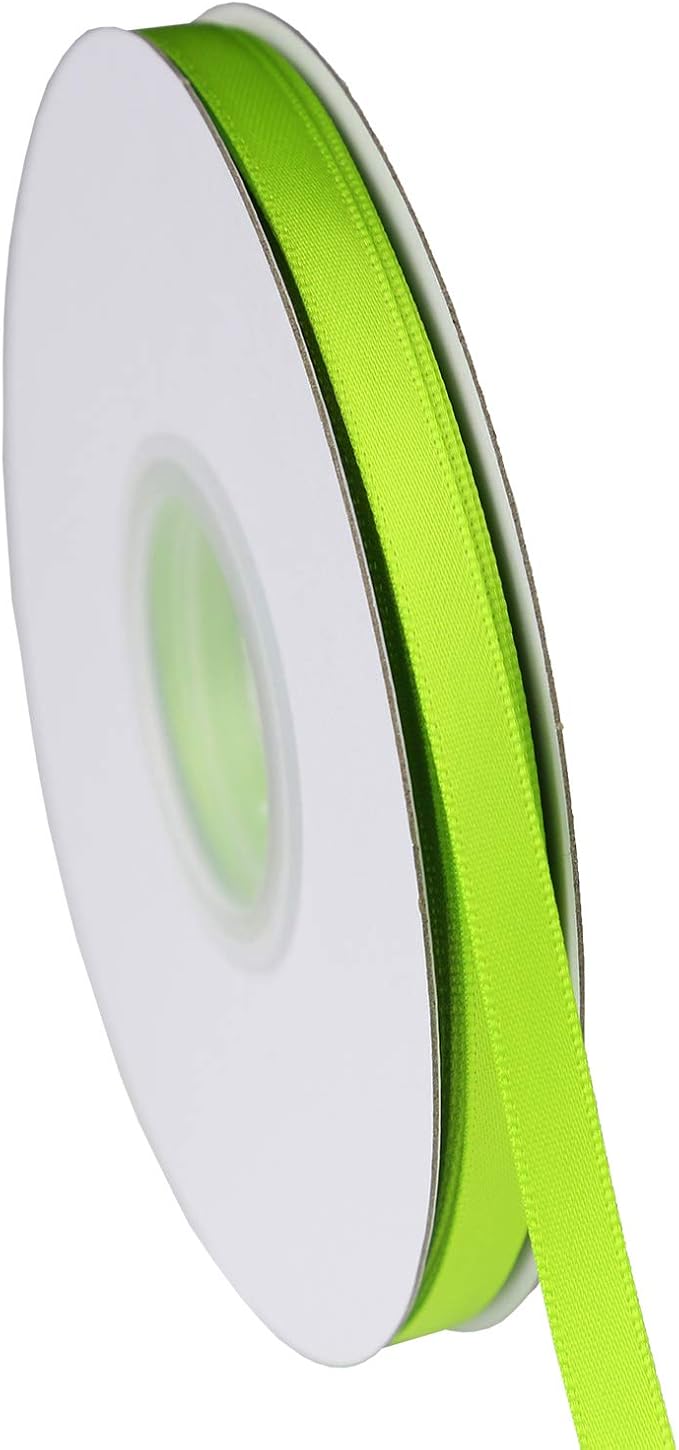 ITIsparkle 1/4" Inch Double Faced Satin Ribbon 50 Yards-Roll Set for Gift Wrapping Scrap Books Party Favor Hair Braids Baby Shower Decoration Floral Arrangement Craft Supplies, Apple Green Ribbon