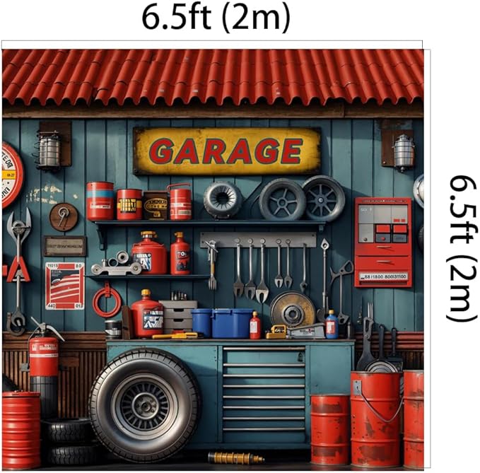 Kate 6.5x6.5ft Garage Car Repair Backdrops for Photography Mechanic Tool Room Booth Background Baby Kids Boys Birthday Party Decoration Photo Studio Backdrop
