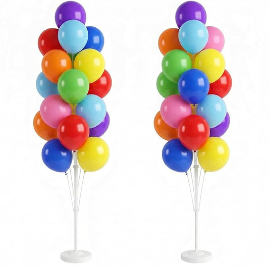 Balloon Column Kit Set of 2 With Balloons Assorted Color - Balloon Stand with Base&Pole,Balloon Tower Backdrop Decoration for Wedding, Baby Shower, Birthday Party, or Bachelorette Parties