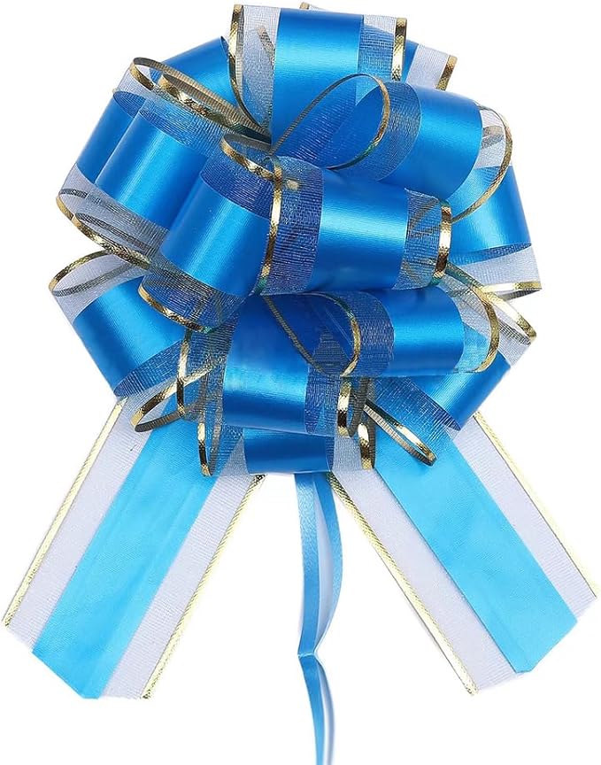 HQJAXJ 6 Pcs Pull Bows for Gift Wrapping - 6 Inch Ribbon Bows for Christmas, Wedding, Valentine's Day (Light Blue)
