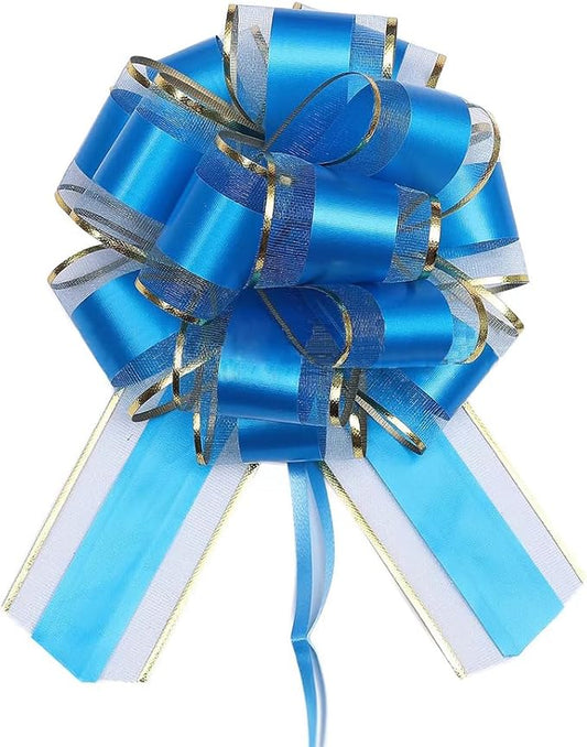 HQJAXJ 6 Pcs Pull Bows for Gift Wrapping - 6 Inch Ribbon Bows for Christmas, Wedding, Valentine's Day (Light Blue)