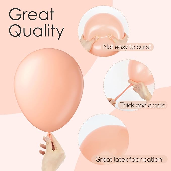 120pcs Peach Balloons, 18 12 10 5 inch Light Orange Balloons Different Sizes Pastel Orange Balloon Arch Kit for Wedding Bridal Shower Baby Shower Birthday Party Decorations