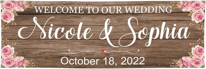 Personalized Wedding Congratulations Banners and Signs Customize Outdoor with Name Photo Date Custom Wedding Welcome Sign for Reception Party Ceremony 6'x3'