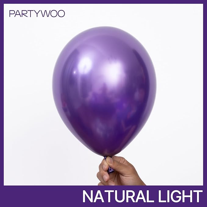 PartyWoo Metallic Purple Balloons 140pcs Different Sizes of 18 12 10 5 Inch Chrome Purple Balloon Arch Kit Garland for Graduation Wedding Baby Shower Princess Birthday Party Decorations Purple-G105