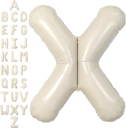 SUWEN 40 Inch Cream Large X Letter Balloons Big Foil Helium Letter Balloons A-Z Jumbo Mylar Happy Birthday Party Decorations for Girl Anniversary Party Supplies