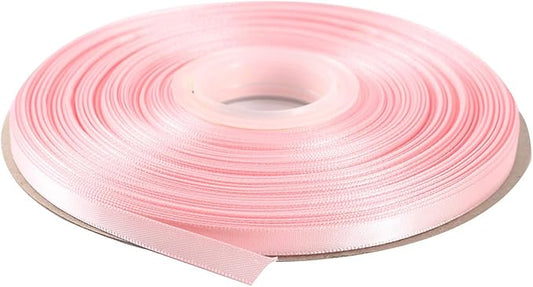 ITIsparkle 1/4" Inch Double Faced Satin Ribbon 50 Yards-Roll Set for Gift Wrapping Scrap Books Party Favor Hair Braids Baby Shower Decoration Floral Arrangement Craft Supplies, Light Pink Ribbon