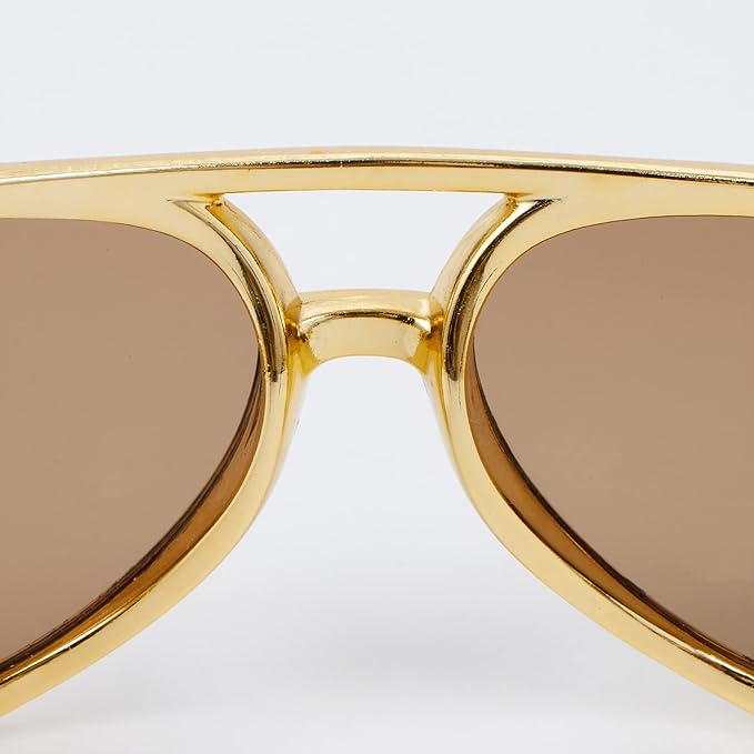 Spooktacular Creations Gold Sunglasses Disco Glasses, 50’s 60’s 70's Glasses for Halloween Party Costume Rockstar Accessories, Gold Celebrity Sunglasses for women and men