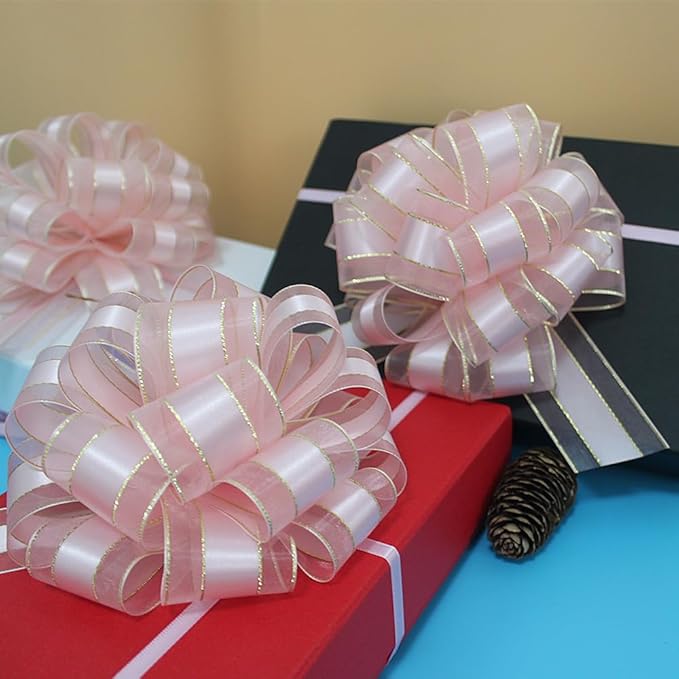 6pcs Pull Bows,Pull Bows for Gift Wrapping Pull Bow Ribbon Pull Bows for Wedding Baskets,Gift Bows,Large Bows for Presents