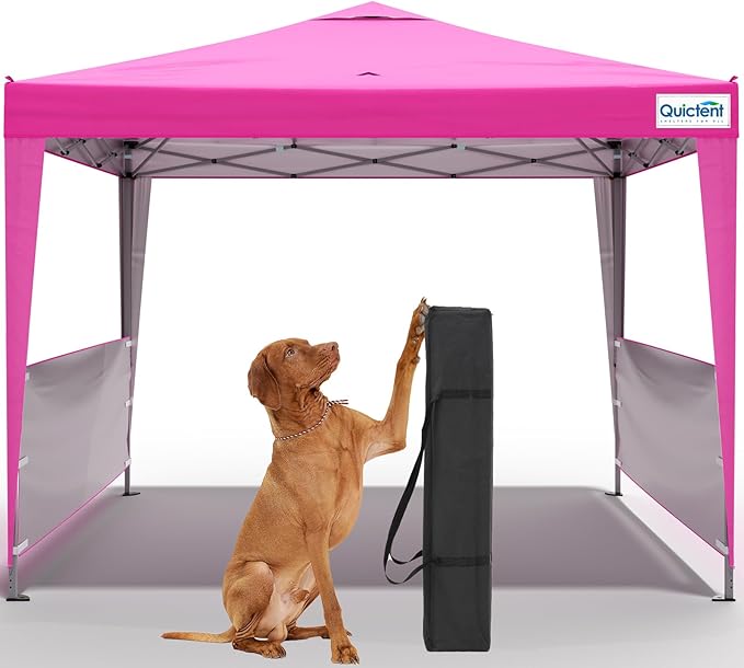 Quictent 10x10 Pop Up Canopy Tent with 2 Half Sidewalls, Instant Setup Gazebo for 1 Person, Portable & Compact, Waterproof & UV Protection, Ideal for Camping, Beach, Parties, and Outdoor Events