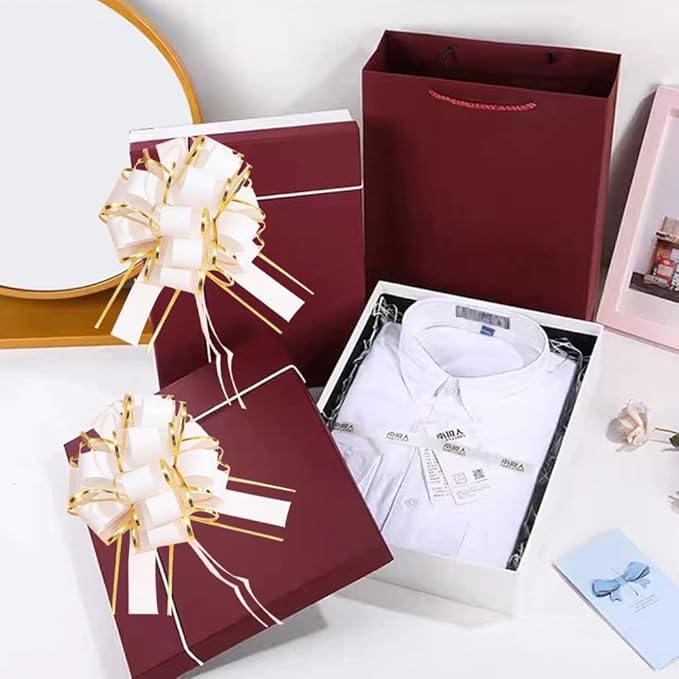 HQJAXJ 6PCS Pull Bows for Gift Wrapping, Phnom Penh Gift Wrap Pull Bows, White, Floral, Classic, Traditional, Multi-occasion
