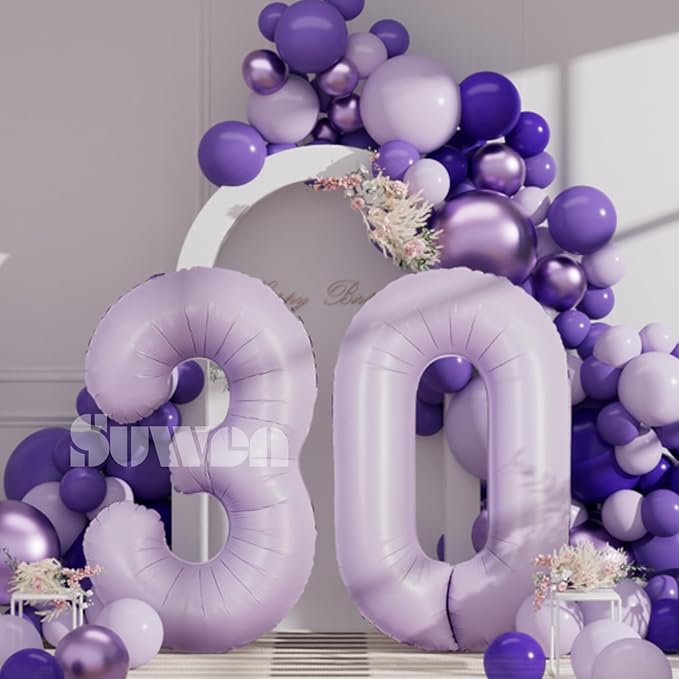 SUWEN 40 Inch Light Purple Large 30 Balloon Number Big Foil Helium Lavender Number Balloons Huge Mylar 0-9 Giant Jumbo Happy 30th Birthday Party Anniversary Decorations
