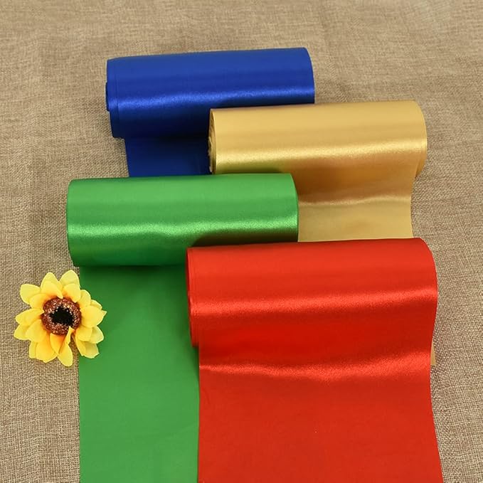 TONIFUL 6 inch x 22yd Wide Royal Blue Satin Ribbon Solid Fabric Large Ribbon for Grand Opening Cutting Ceremony Wedding Birthday Party Decoration Gift Craft Chair Sash Table Car Bows Indoor or Outdoor