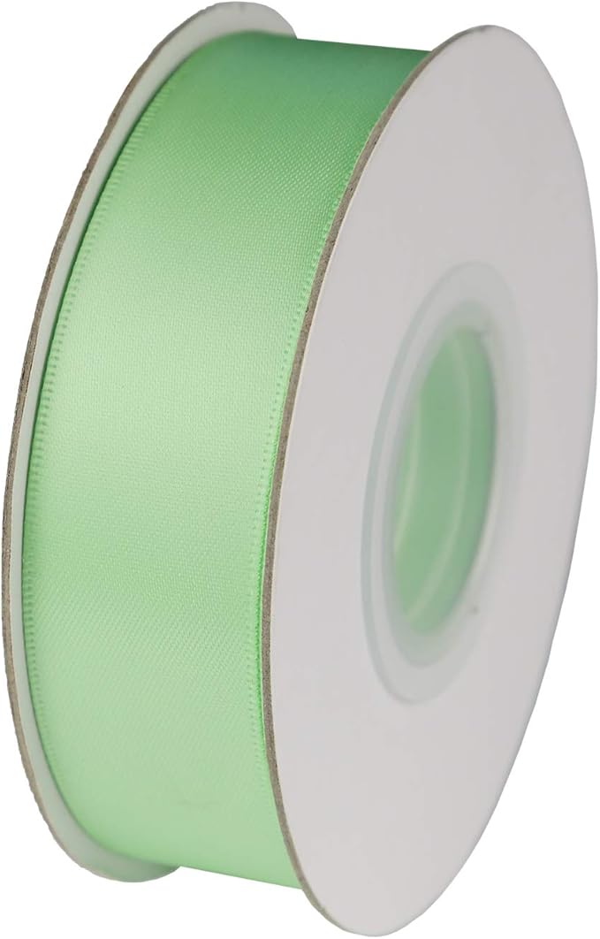 ITIsparkle 1" Inch Double Faced Satin Ribbon 50 Yards-Roll Set for Gift Wrapping Scrap Books Party Favor Hair Braids Baby Shower Decoration Floral Arrangement Craft Supplies, Mint Ribbon