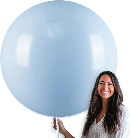 PartyWoo Baby Blue Balloons 4pcs 36 Inch Light Pastel Sky Aqua Blue Balloons for Graduation Baby Shower Gender Reveal Weddings Easter Birthday Bachelorette Anniversary Party Decorations Blue-Q13