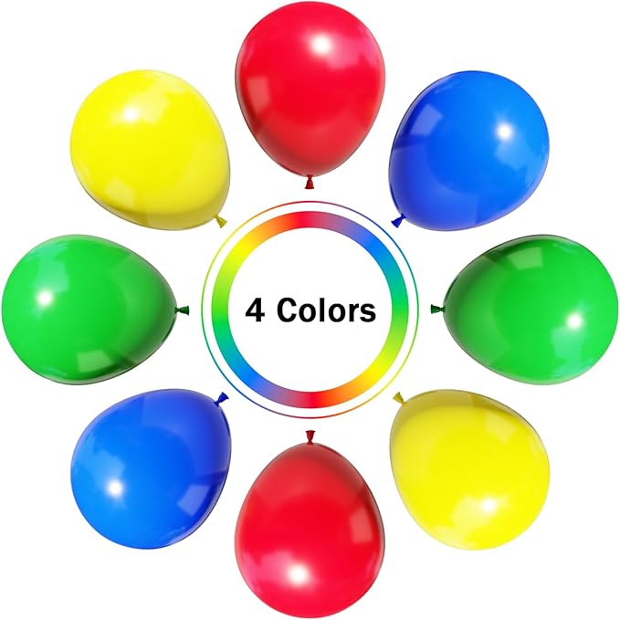 Red Yellow Blue Green Balloons Arch Kit, 131PCS Colorful Yellow Blue Red Green Balloons white Different Size for Video Game Party Rainbow Kid Birthday Party