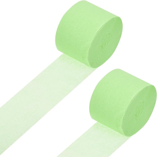 Crepe Paper Roll, Fruit Green Crepe Paper Streamers Sheets, [for Party Streamer Decorations, Birthday Party] - 1.8 Inch x 82 ft / 2 Roll