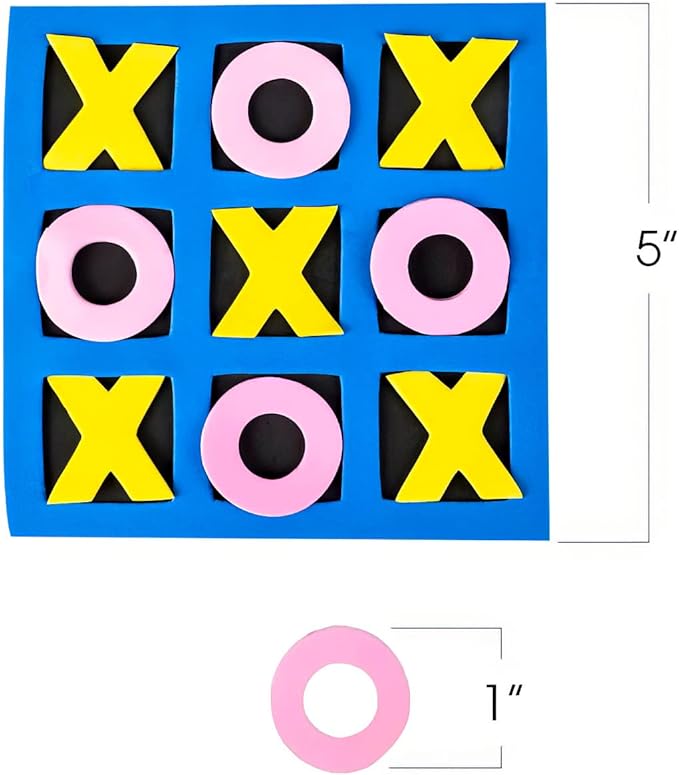 Gamie 24 Pack 5-Inch Foam Tic Tac Toe Mini Board Games – Travel Bulk Tic Tac Toe Game for Kids, Indoor Recess Games for Classroom, Mini Board Games Bulk, Tic Tac Toe Party Favors for Kids