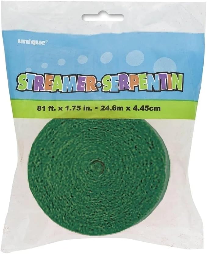 Premium Emerald Green Crepe Paper Streamer - 81 ft (1 Pc) - Perfect for Birthdays, Weddings, and Events