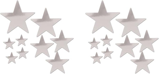 Beistle Beistle , 18 Piece Packaged Foil Star Cutouts, Assorted Sizes (Silver), Assorted Sizes, Silver