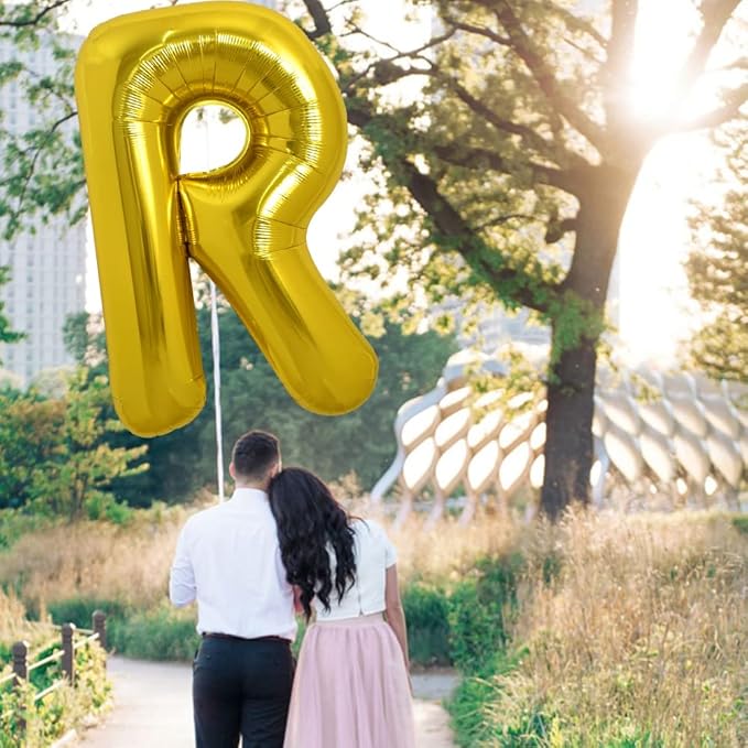 TONIFUL 40 Inch Large Gold Letter R Balloons, Foil Mylar Big Balloons for 2026 New Year Eve Graduation Wedding Baby Shower Birthday Party Anniversary Supplies Decorations