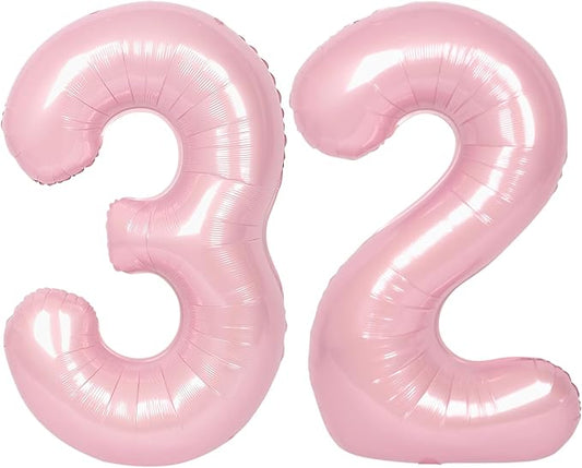 SUWEN 40 Inch Large Pink 32 Balloon Numbers Big Foil Helium Number Balloons 0-9 Jumbo Happy 32nd Mylar Birthday Party Decorations for Women 23 Anniversary Party Supplies