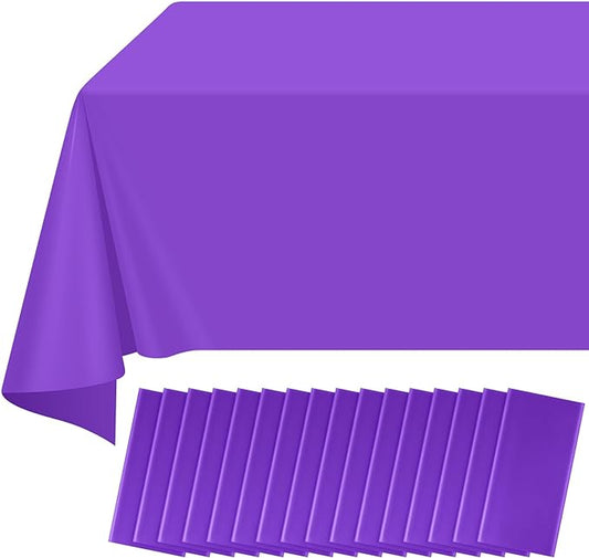 16 Pack Purple Plastic Tablecloth for Rectangle Tables, Premium Decorative Purple Disposable Table Cloths for Parties, Rectangle Party Table Cover for Birthday Anniversary Graduation, 54x108 Inch