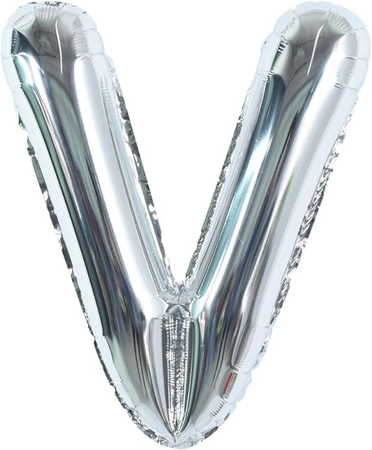 TONIFUL 40 Inch Large Silver Letter V Balloons, Foil Mylar Big Letter Balloons for 2026 New Year Eve Graduation Wedding Baby Shower Birthday Party Anniversary Supplies Decorations