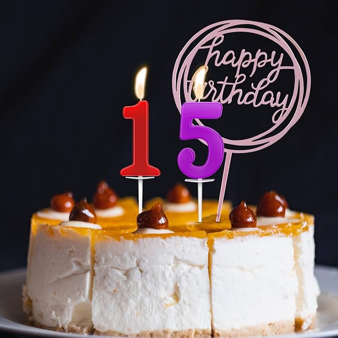 10-Piece Number Birthday Candles - Glitter Cake Toppers, Color Candles for Cake & Wedding Parties