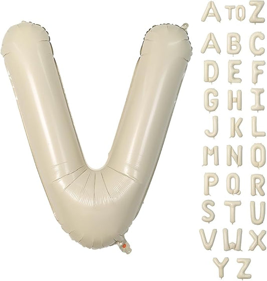 Biapian 40 Inch Giant Cream V Foil Balloons, Large Aluminum V Balloons Helium for Birthday, Baby Shower, Wedding, Anniversary Party Decoration