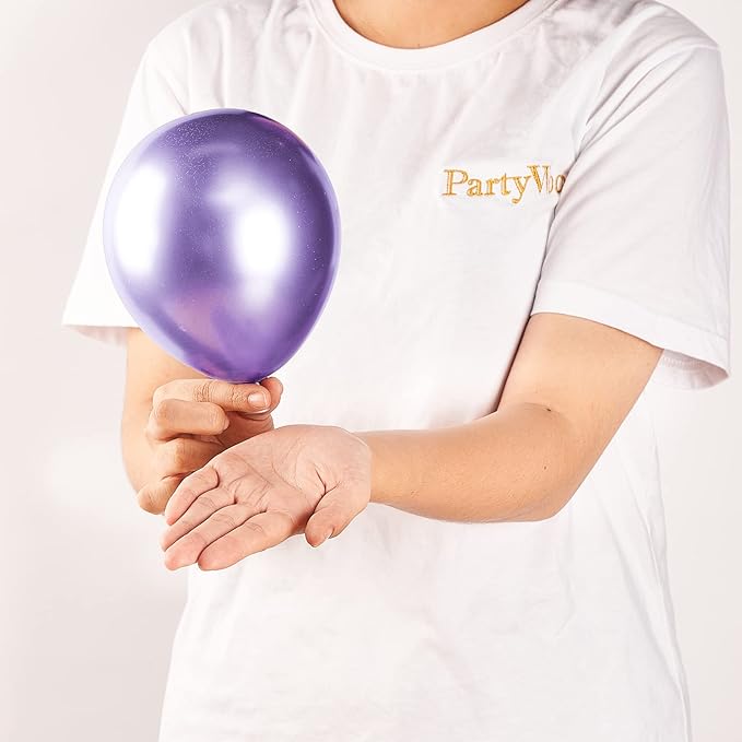 PartyWoo Metallic Purple Balloons 50 pcs 5 Inch Small Mini Chrome Purple Latex Balloons for Mardi Gras Graduation Wedding Baby Shower Anniversary Birthday Party Decorations Purple-G105