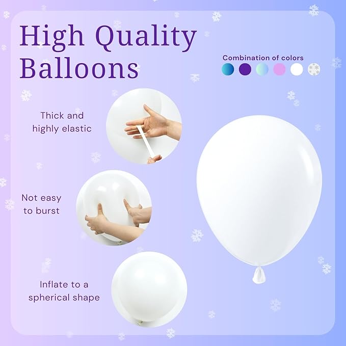 BAUANOOY Frozen balloons, 60pcs 12 Inch Purple and Blue Balloons with Snowflake Confetti Balloons for Winter Theme Party Supplies Baby Shower Wedding Frozen Birthday Party Decorations