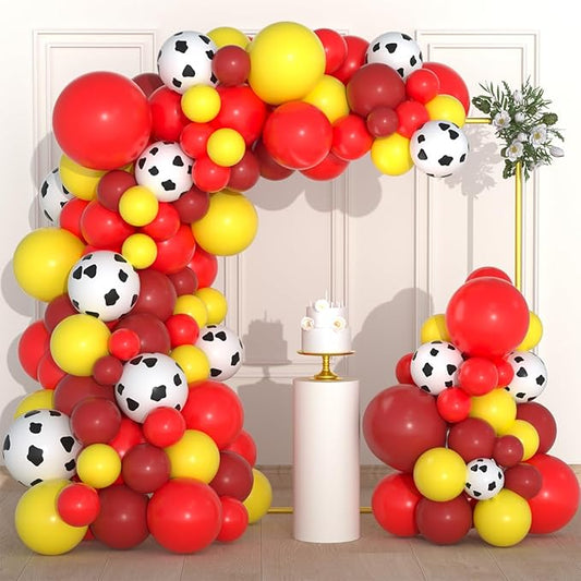 Red, Yellow, Brown Balloons, 122PCS Cow Print Balloon Red Yellow Balloon Garland Arch Farm Animals Birthday Decorations for Cowgirl Cowboy Baby Shower Wedding Birthday Party Supplies