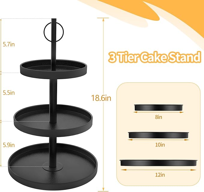 Cupcake Stand for 50 Cupcakes,Cupcake Stand Metal 3 Tier Cupcake Tower Black Tiered Tray Stand Cupcake Holder Stand Cake Stand Serving Trays Dessert Stands with Handle for Party