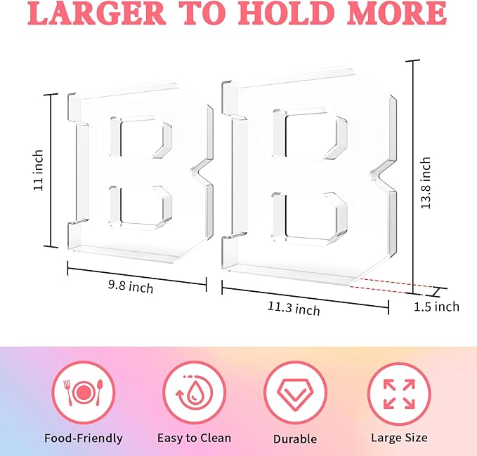 13.8" Acrylic Letter Charcuterie Tray, Charcuterie Letters Fillable Box for food, Reusable Serving Cake Candy Dish Display Tray for Birthday Anniversary Party Decoration (Letter B)