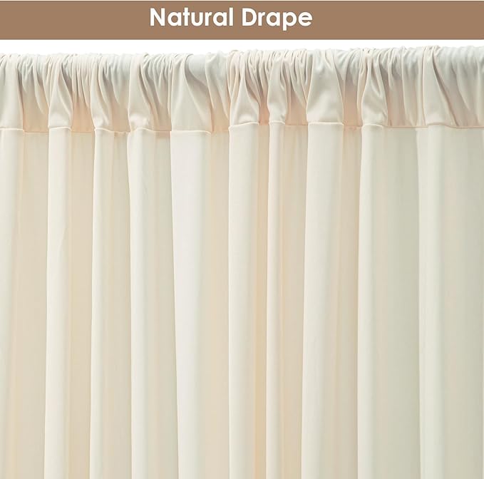 30x10ft Wrinkle Free Ivory Backdrop Curtain for Parties Soft Fabric Drapes Wedding Ivory Curtain Backdrop for Birthday Party Decorations Background for Photography 5x10ft,6 Panels