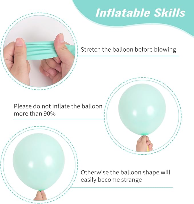 RUBFAC 129pcs Mint Green Balloons Different Sizes 18 12 10 5 Inch, Pastel Makani Blue Balloon Garland Arch Kit for Birthday Baby Shower Gender Reveal Easter Wedding Party Decoration