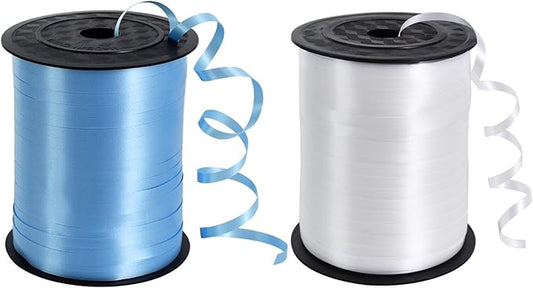 TONIFUL 500 Yards Curling Ribbon-Balloon Ribbon-Balloon String for Art&Craft Decor,Gift Wrapping,Ribbons and Bows for Christmas New Year Birthday Gifts Graduation Supplies (Light Blue and White)