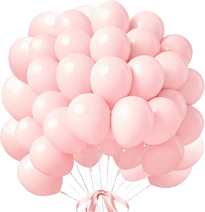 160Pcs Pastel Pink 12 Inch Pink Latex Party Balloons for Wedding Bridal Shower Gender Reveal Birthday Party Decoration