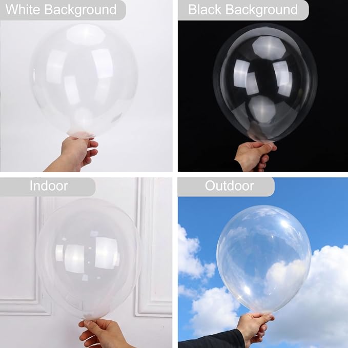 RUBFAC 135pcs Clear Balloons, Latex Transparent Balloon Different Sizes 18 12 10 5 Inch for Garland Arch Birthday Party Baby Shower Wedding Decoration